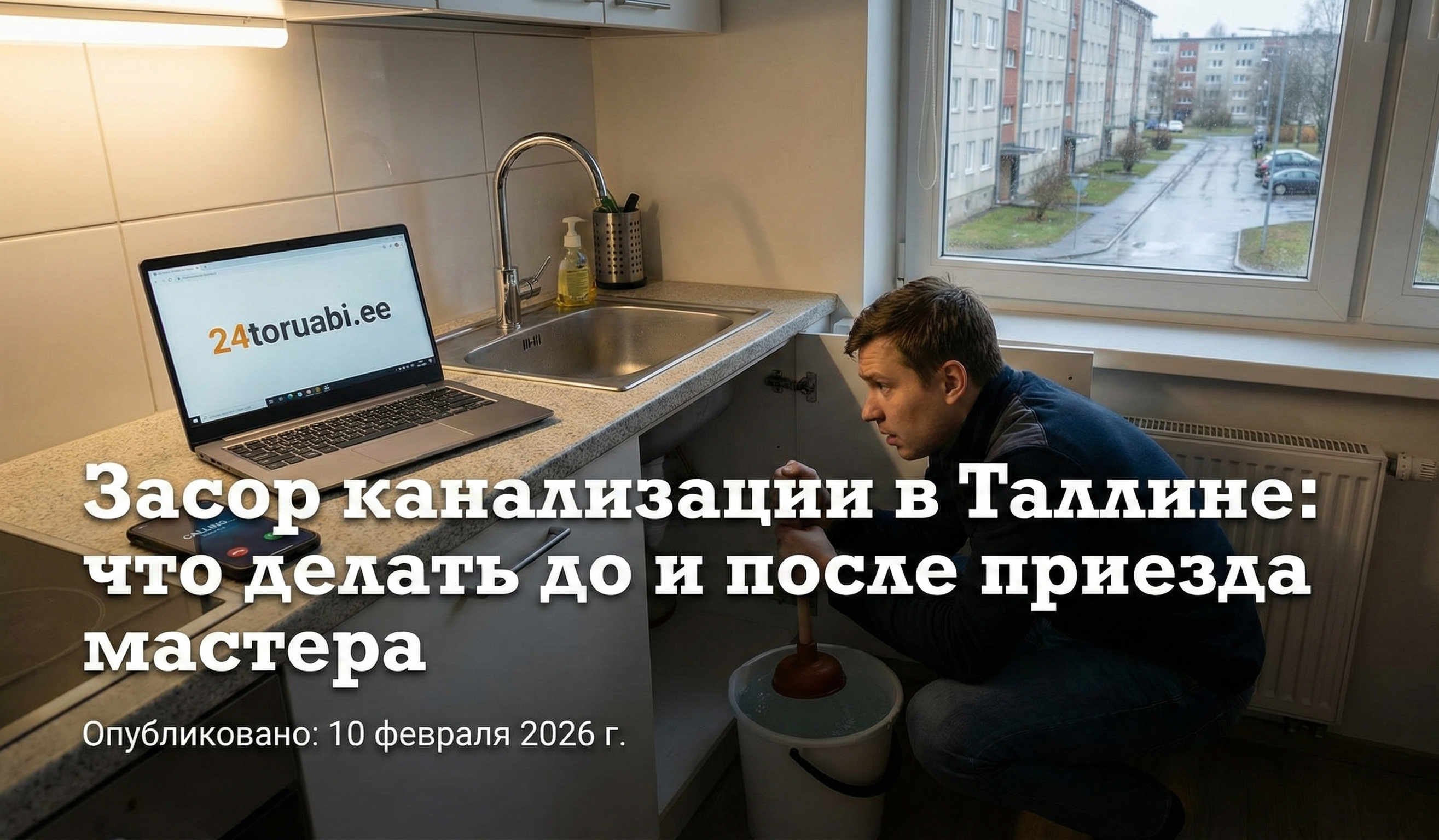 Засор канализации в Таллине – аварийный сантехник за работой